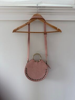Anthropologie Blush Pink Round Crossbody with Gold Ring